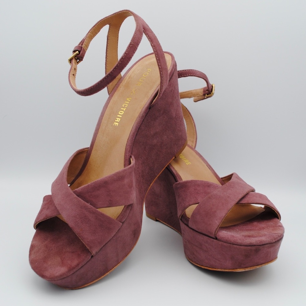 Pour la Victoire Lulie Summer Wedge Dusty Plum W Sz 8